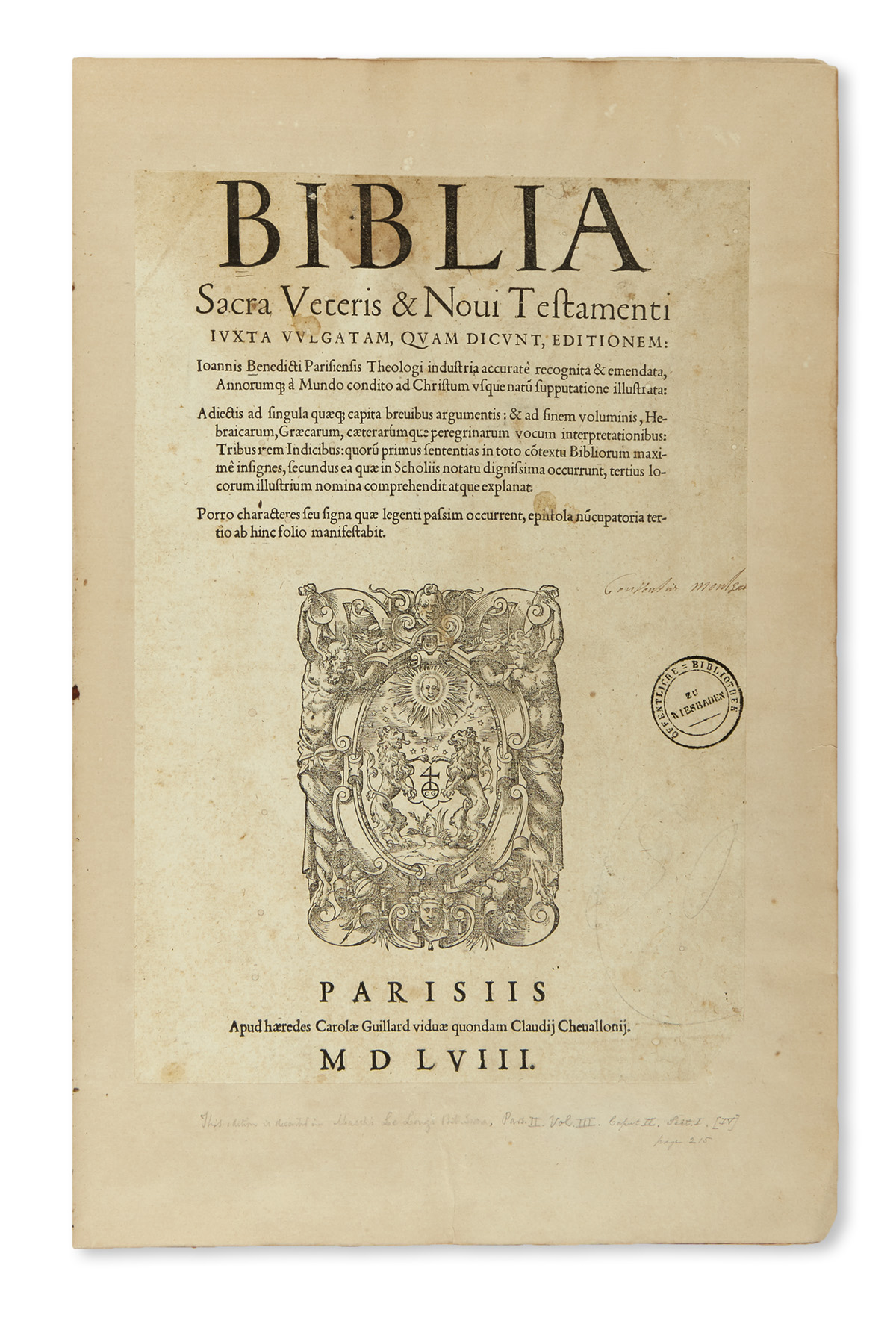 BIBLE IN LATIN.  Biblia sacra veteris & novi testamenti iuxta vulgatam.  1558